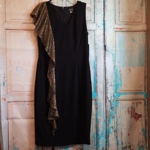 NWT Tahari Arthur S. Levine Metallic Ruffle Dress